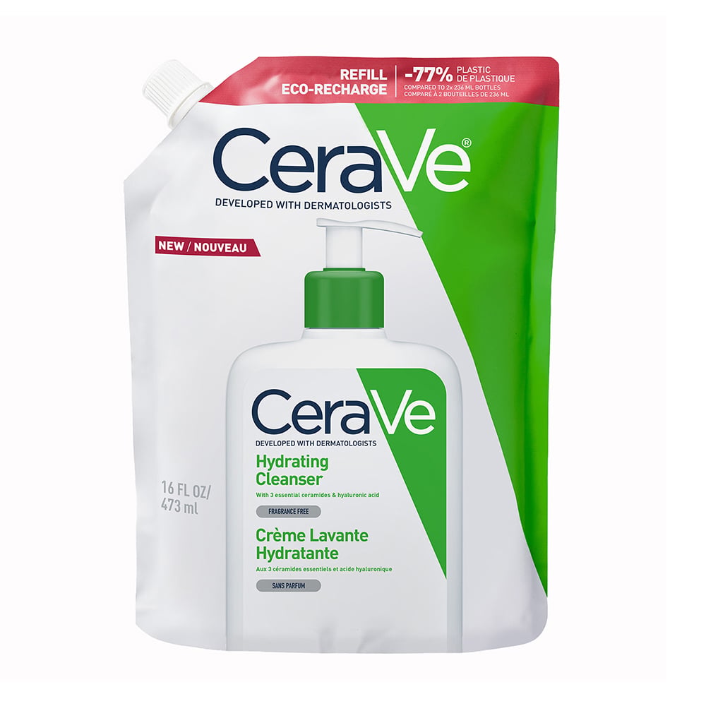 Очищувальна зволожувальна емульсія CeraVe Hydrating Cleanser Refill для нормальної та сухої шкіри обличчя та тіла, 473 мл (дой-пак)